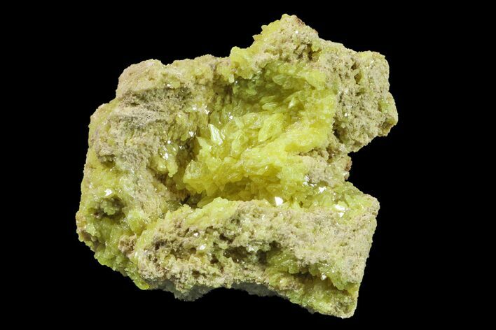 Yellow Sulfur Crystals on Matrix - Steamboat Springs, Nevada #154355